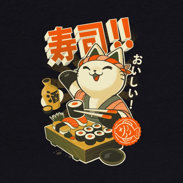 Sushi Chef - Cute Kitchen Kitty - Japanese Restaurant by BlancaVidal